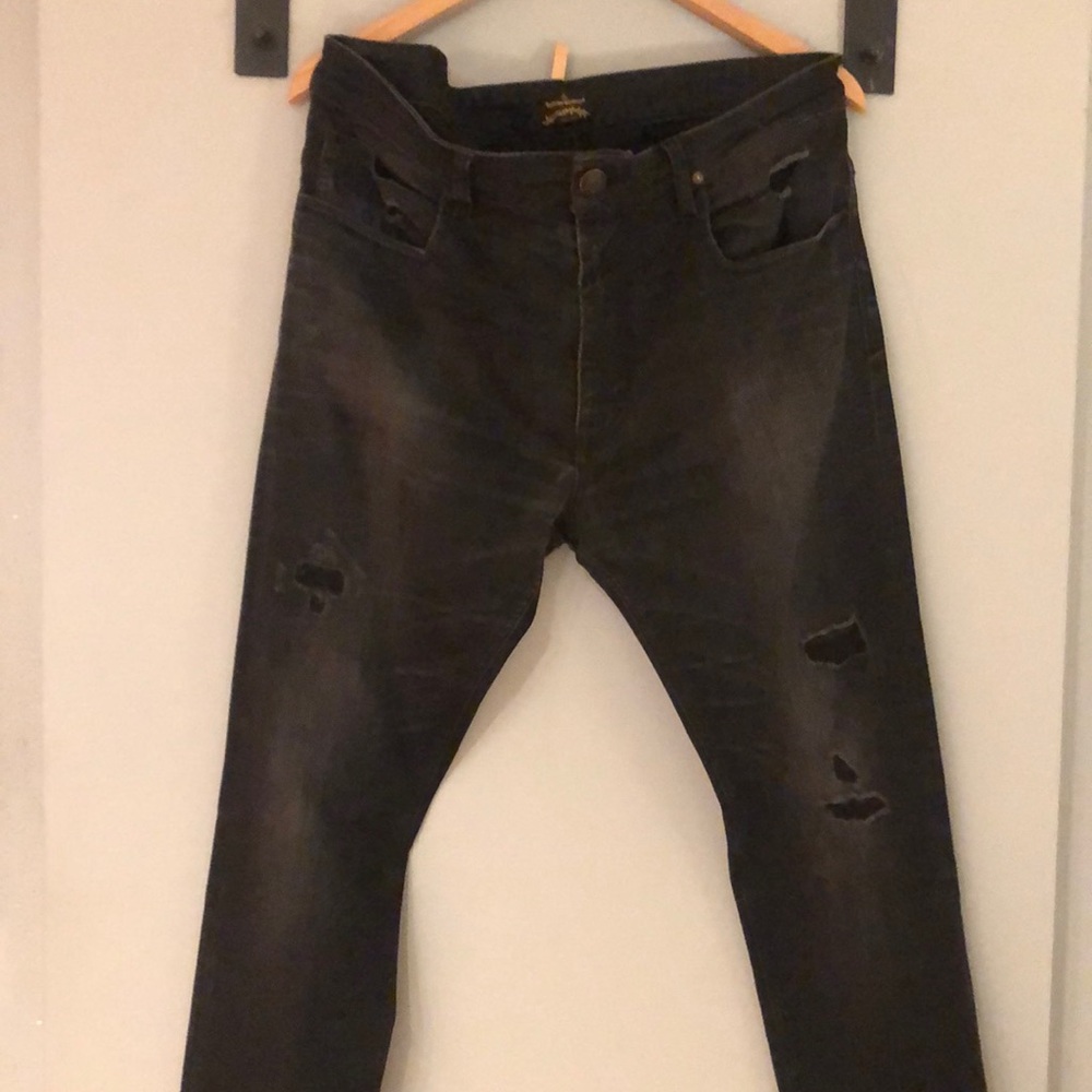 Men’s black super skinny jeans by V. Westwood, 36x33